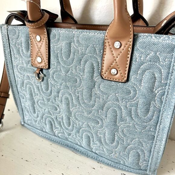True Religion Denim Quilted Tote Satchel Crossbody Bag - Blue - NEW - TNFB0110 - Picture 2 of 12